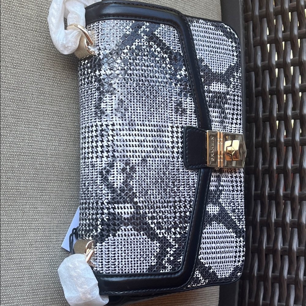 NWT Brahmin ROSA in BLACK SPARK Snake-Embossed Bag - Picture 5 of 14